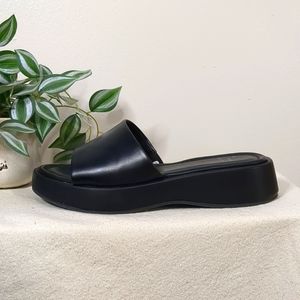 Black Chunky Platform Slider Target Sandals